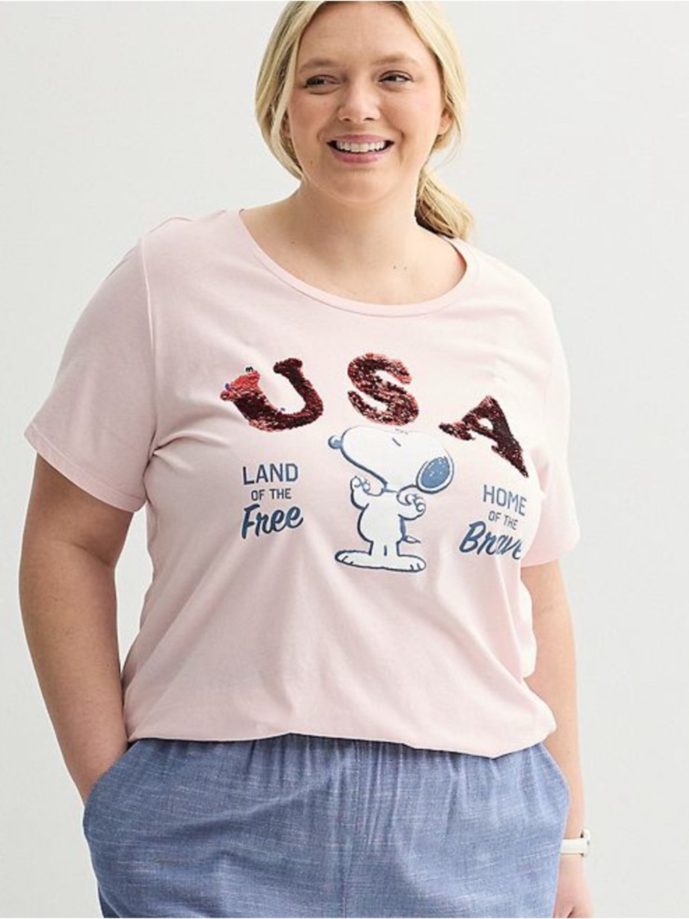 Peanuts Snoopy USA Graphic sequin Tee size 4X